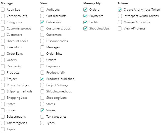Image showing list of recommended scopes for the customers