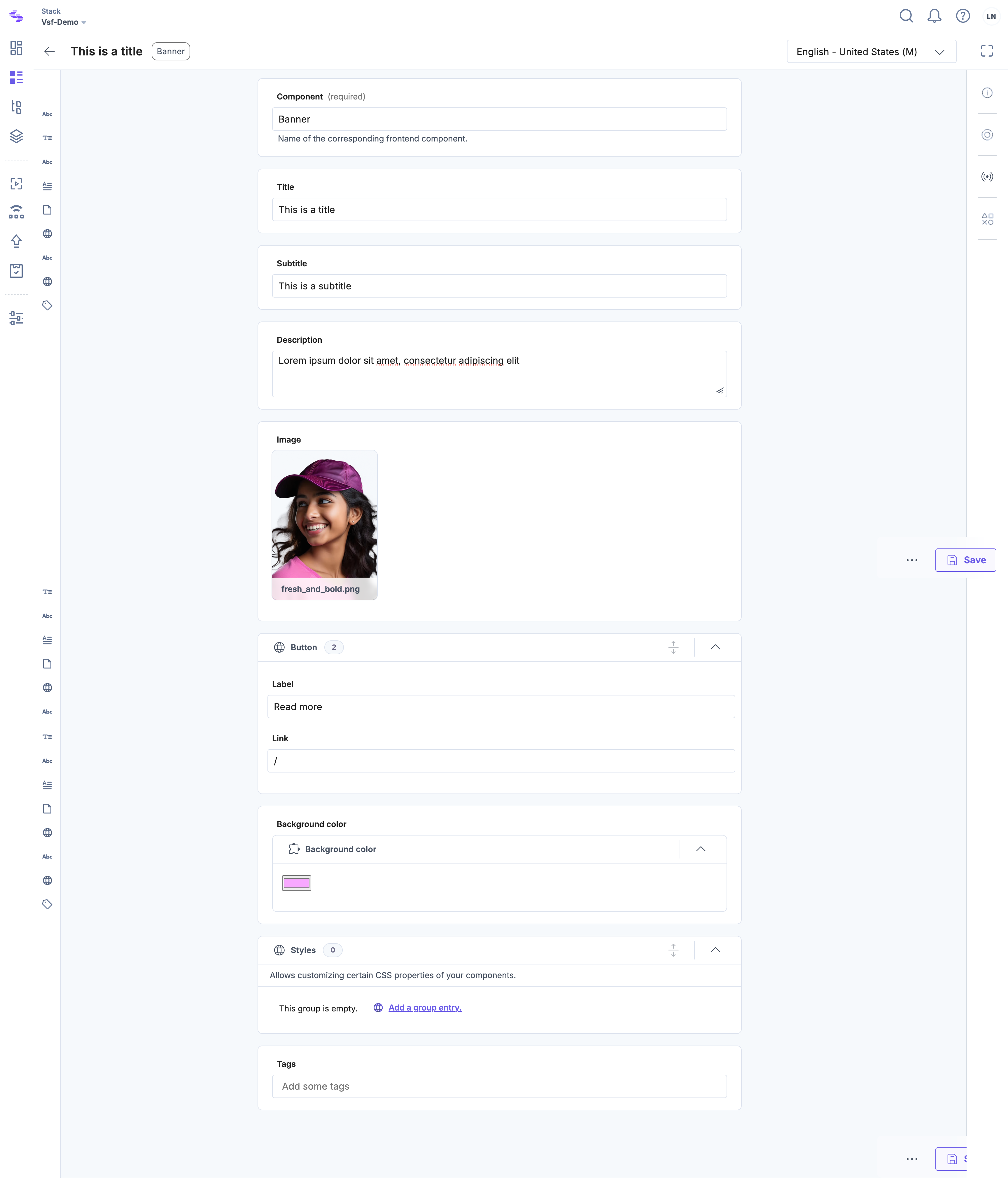 Create banner entry