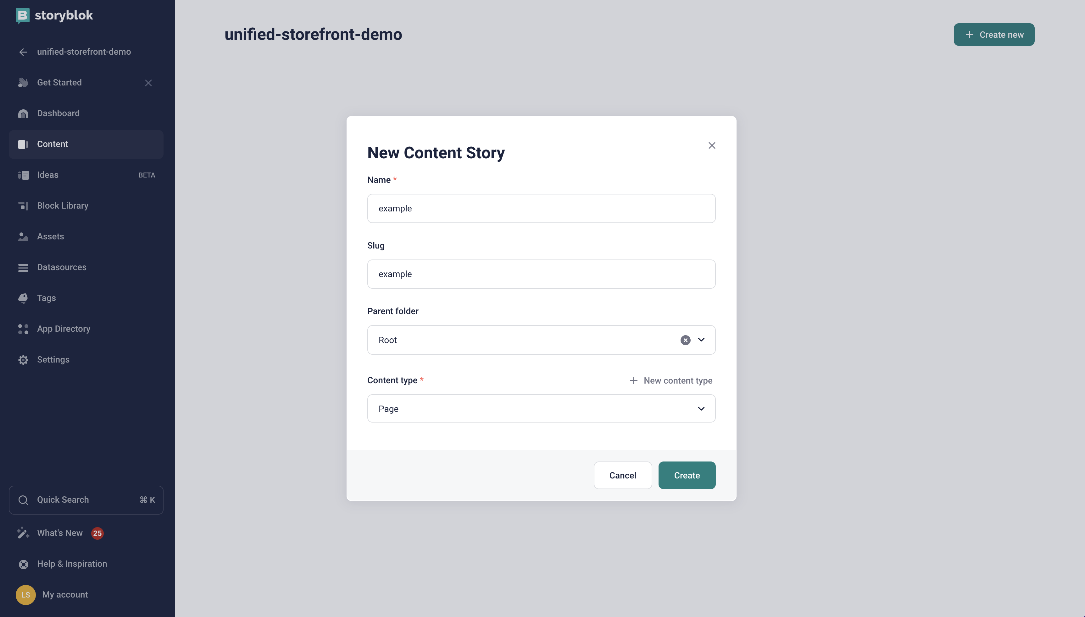 create new story form