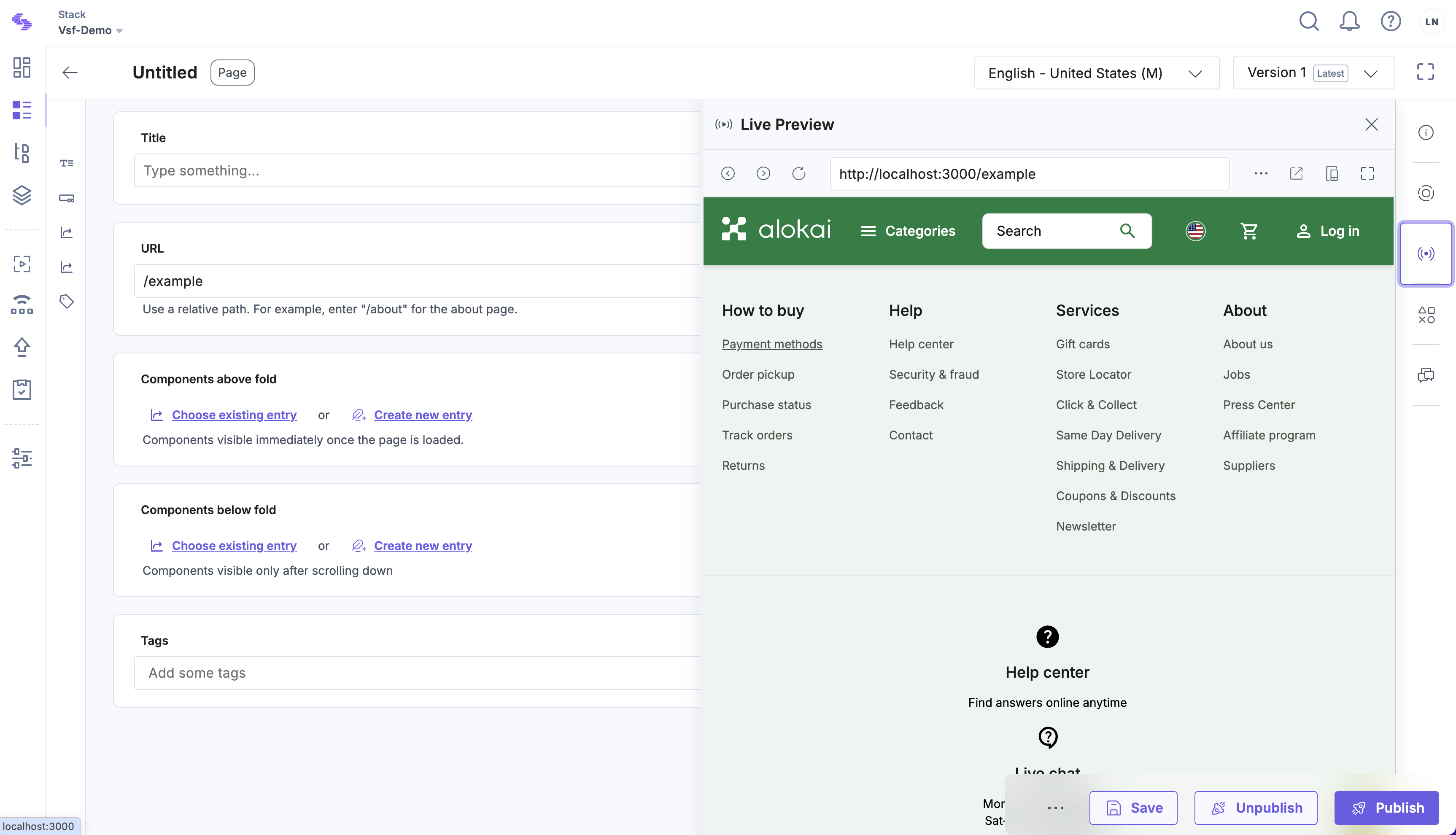 Create new Contentstack Page Entry