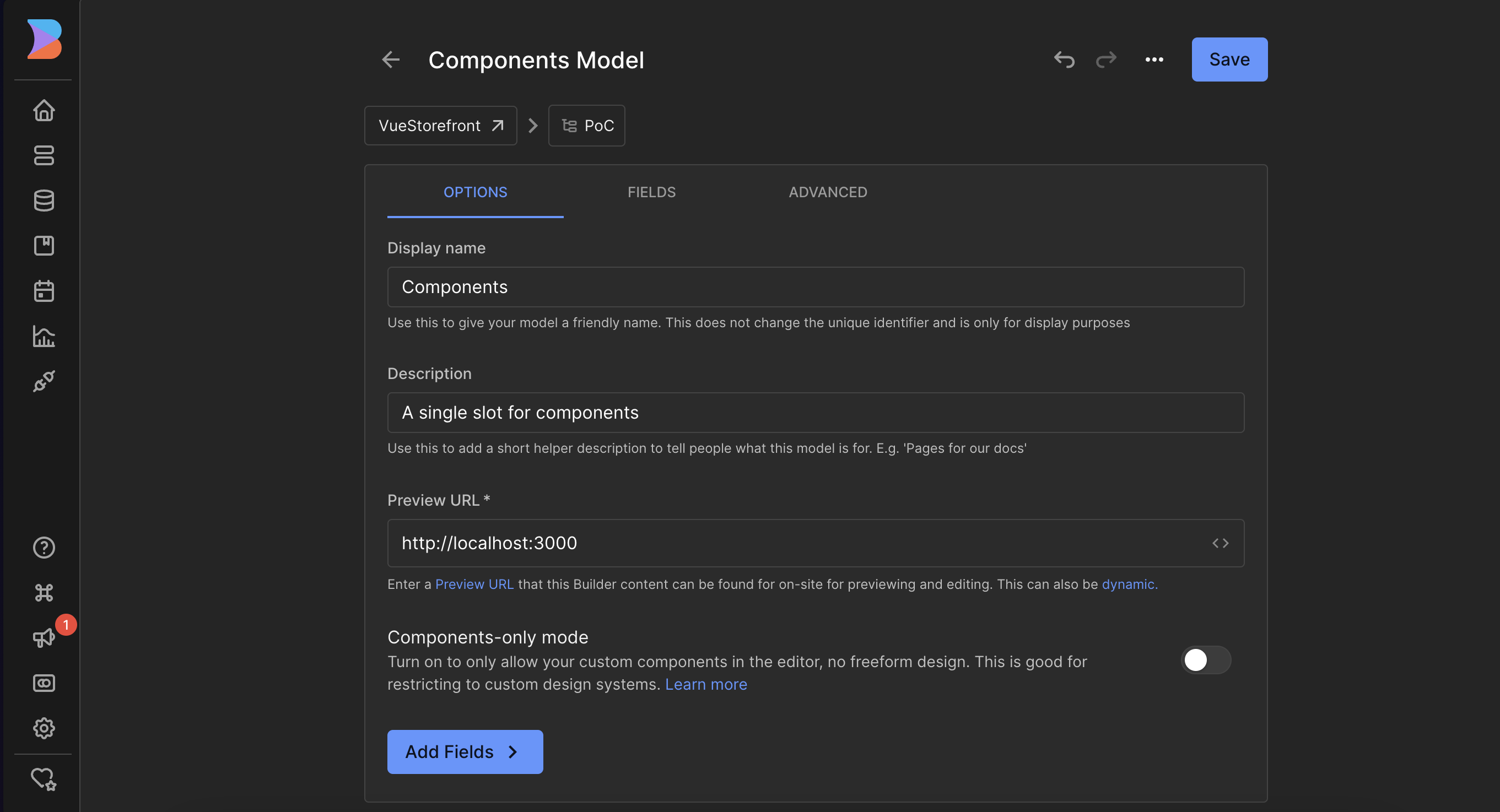 Filling Components model