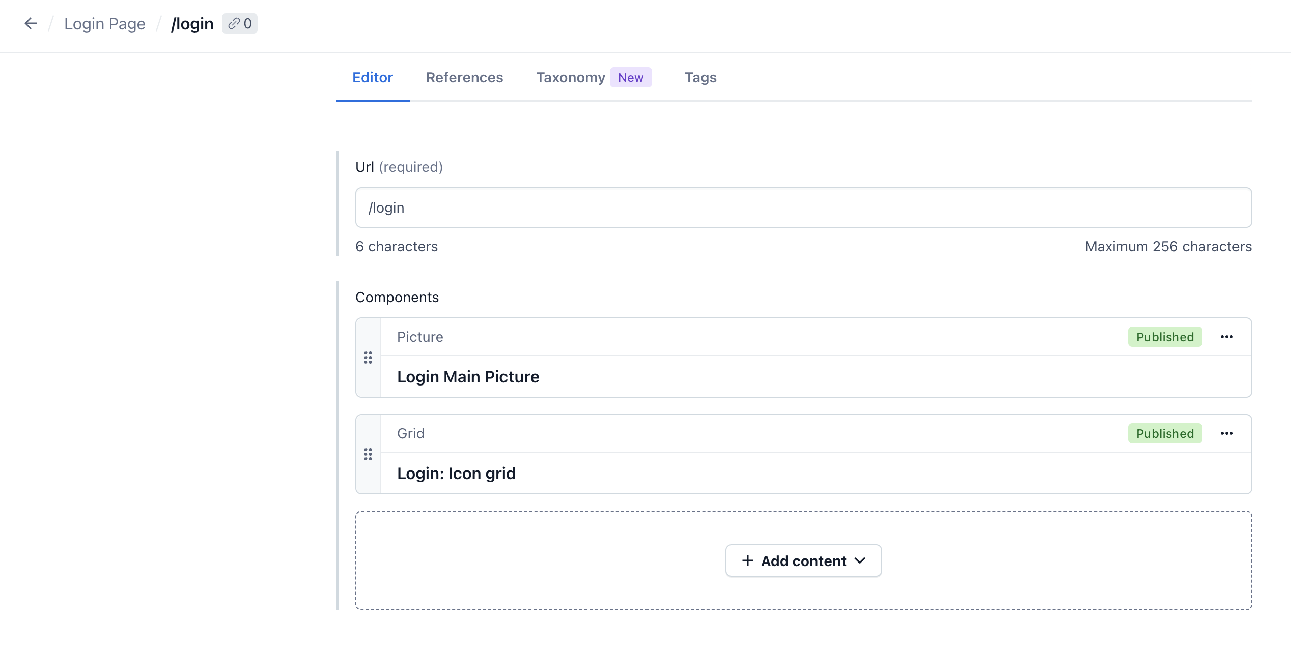 Creating the Login Page entry