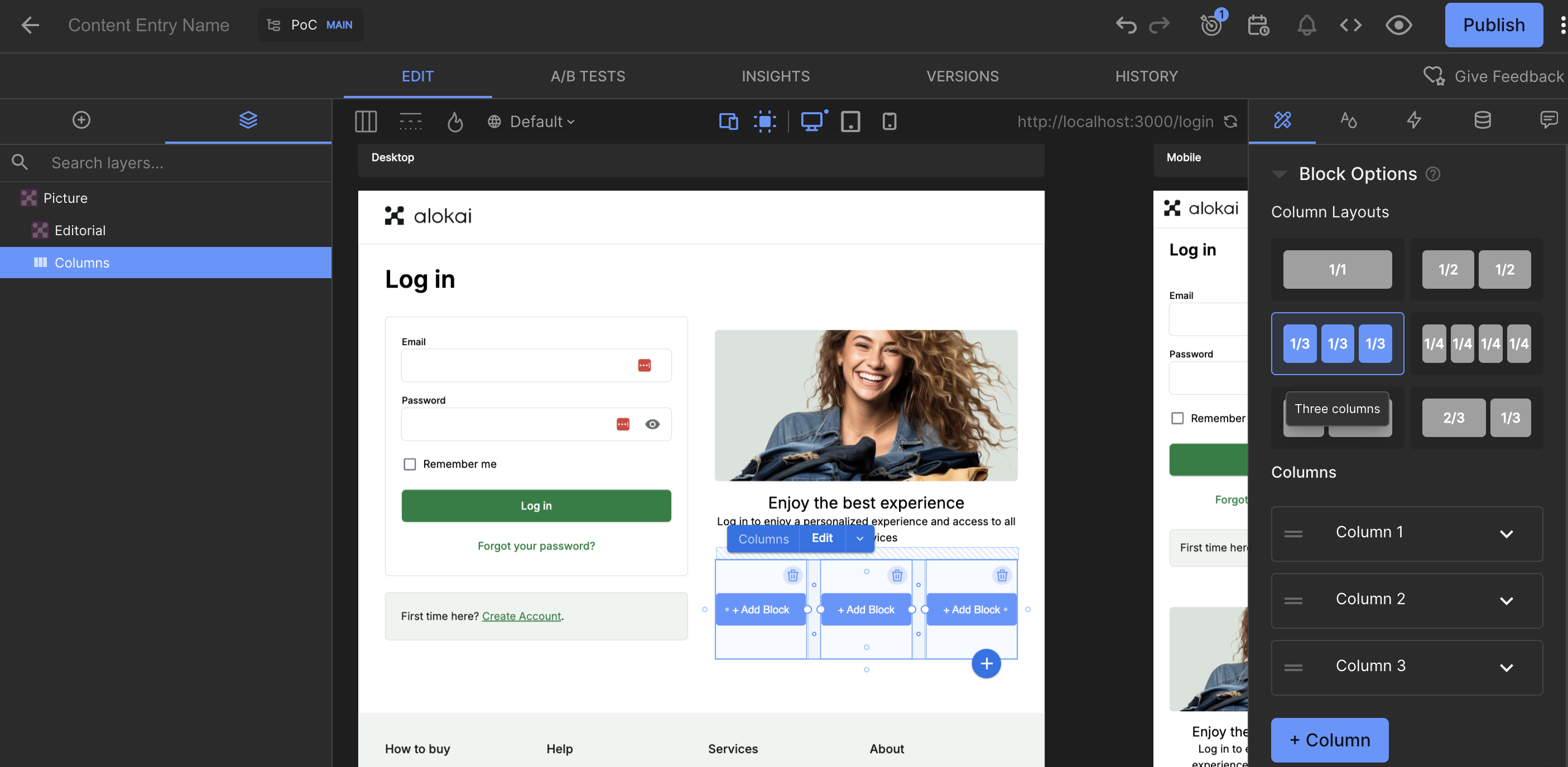 Creating a 3 column layout
