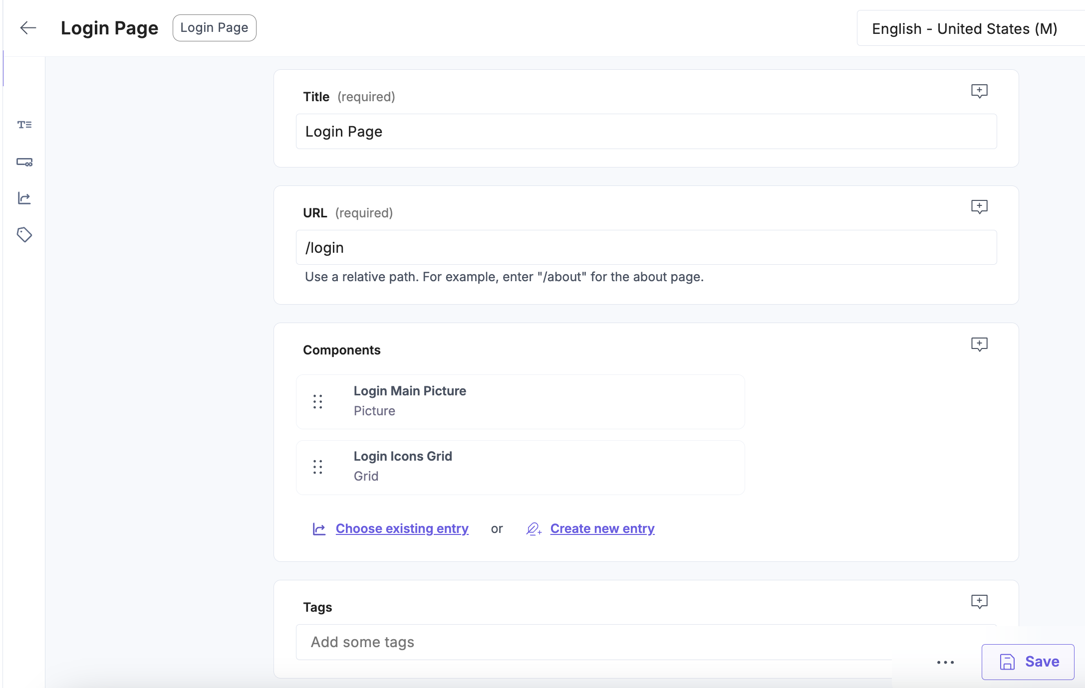 Creating the Login Page entry
