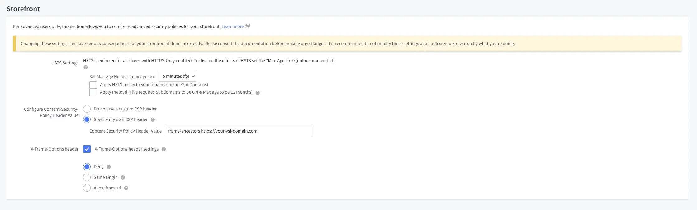 Configure Content-Security-Policy Header