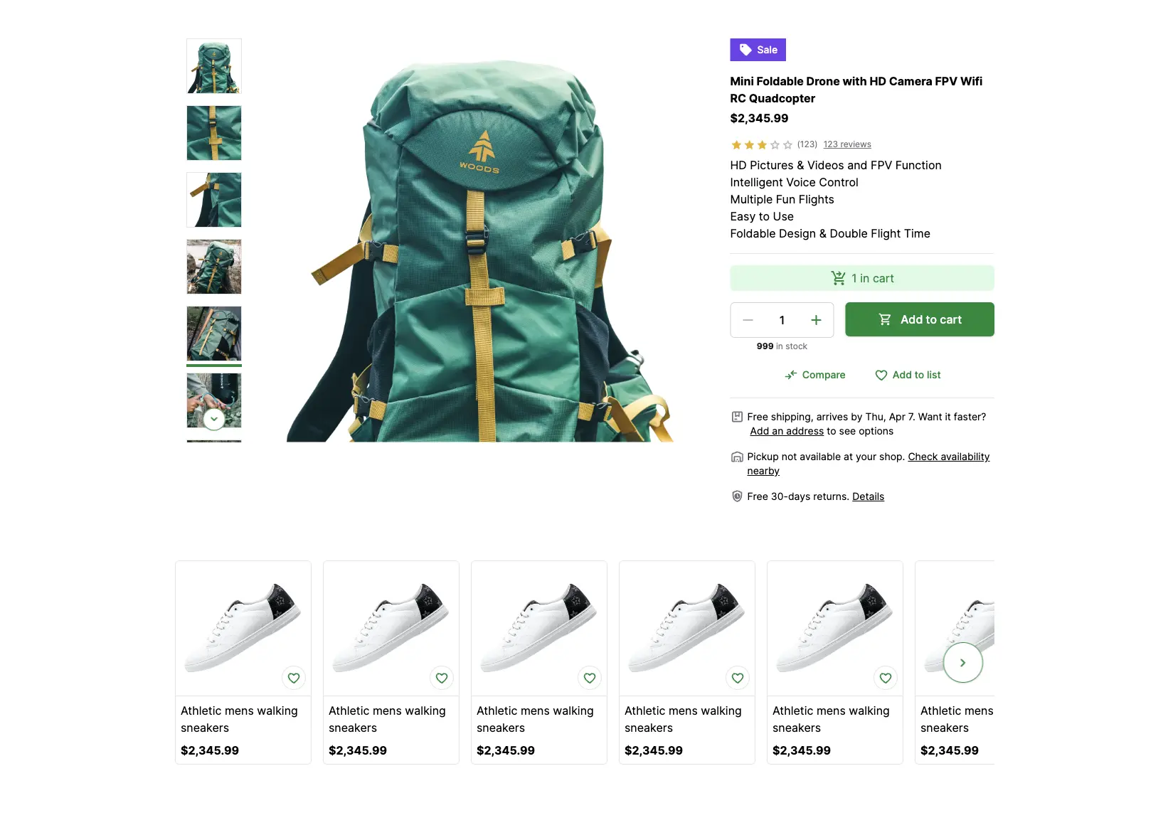 Product Details Page with Styles