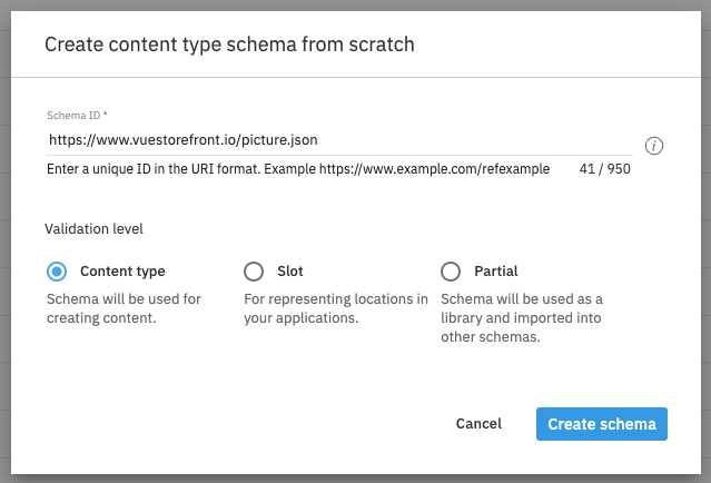 Schema from scratch modal