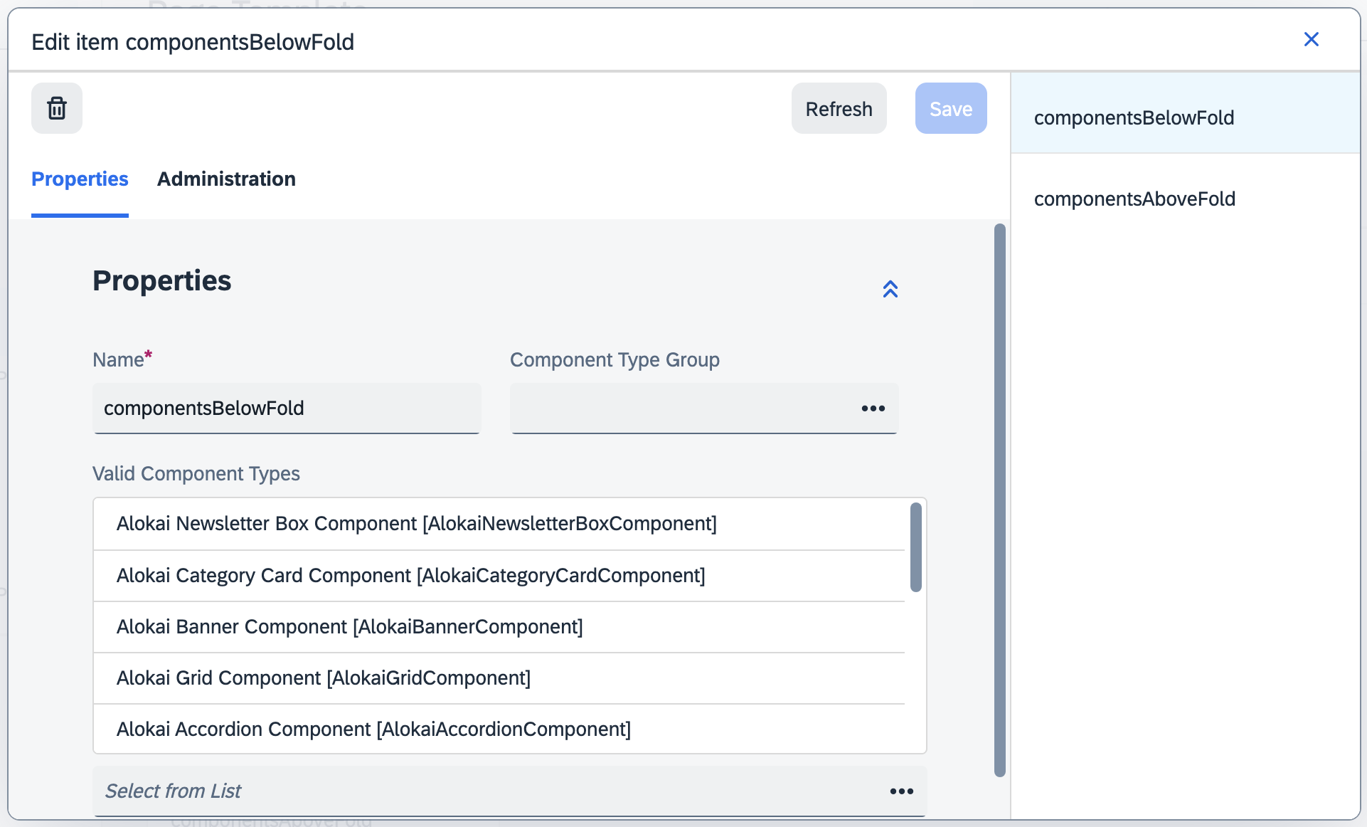 Add valid component types