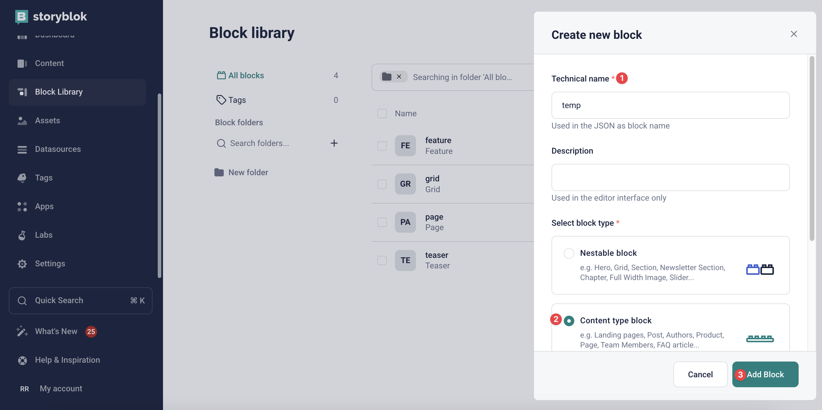 Create Temporary Content Block