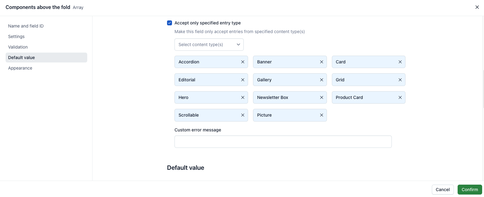 Setting Picture type as allowed for Page