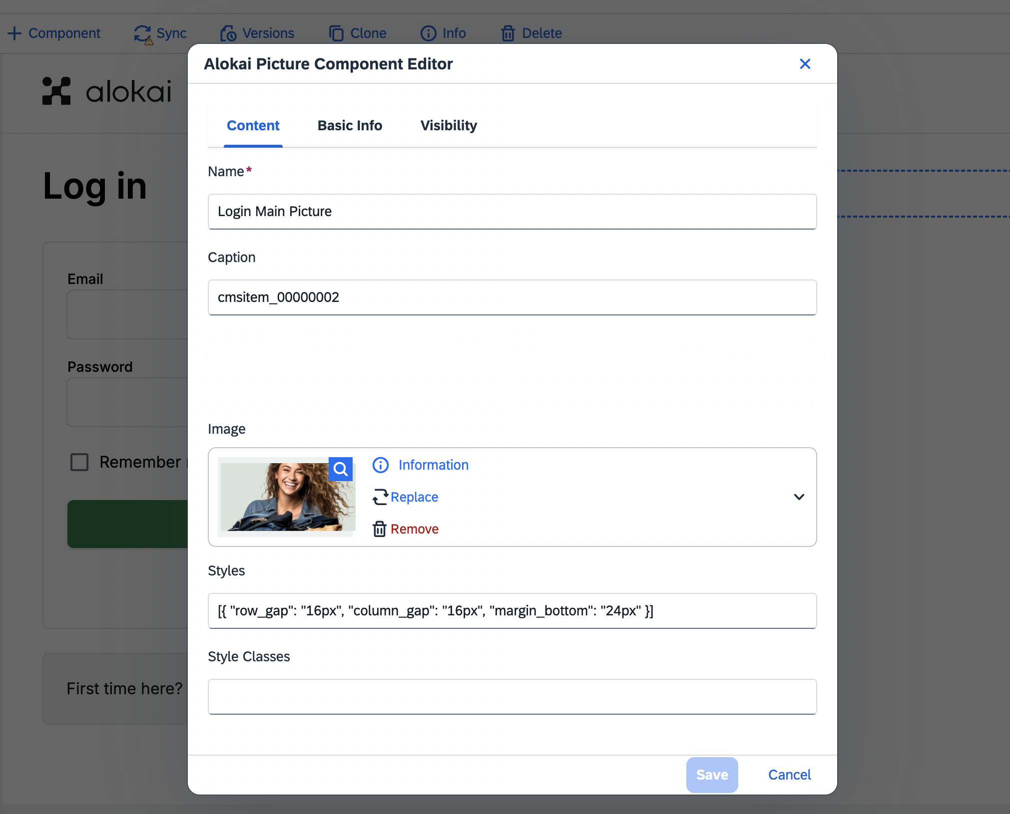 main picture component editor
