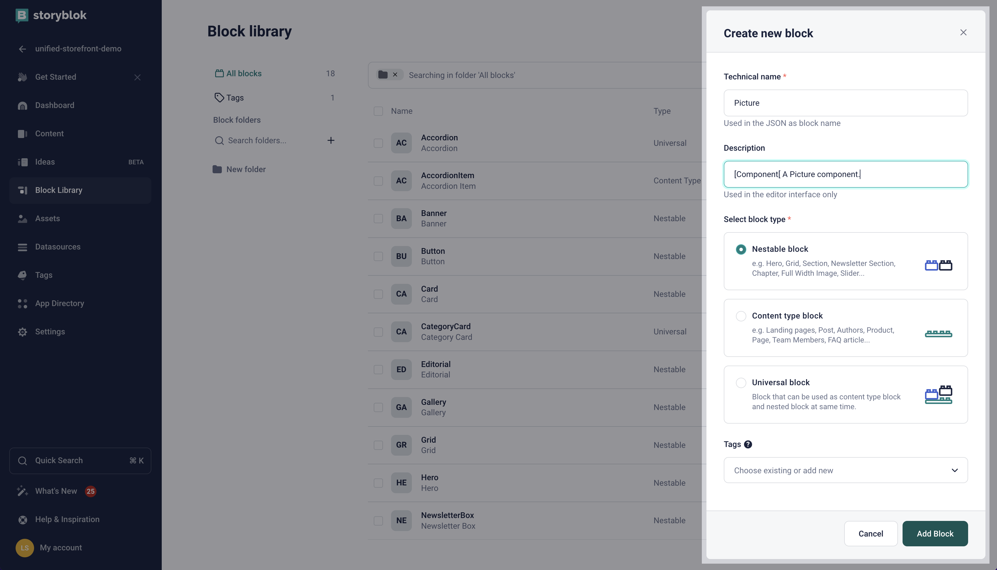 create custom block