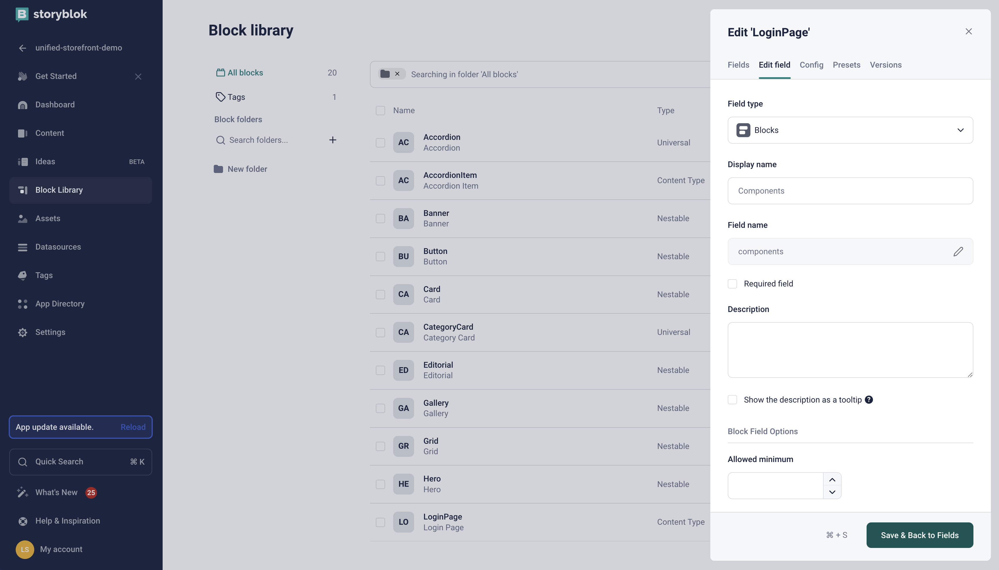 add components field